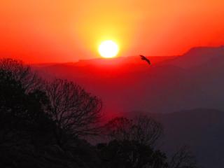 View of the sunset from the airstrip